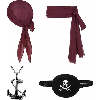 Karnevalový kostým PIRÁT: SADA DOPLŇKŮ - ŠÁTEK, PÁS A DALŠÍ - IDEÁLNÍ KE KOSTÝMU NA HALLOWEEN, 5 KUSŮ