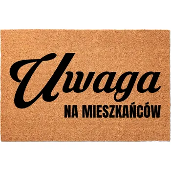 KOKOSOVÁ ROHOŽKA PŘED DVEŘE 60X40CM - POZOR NA OBYVATELE (S HUMOREM)