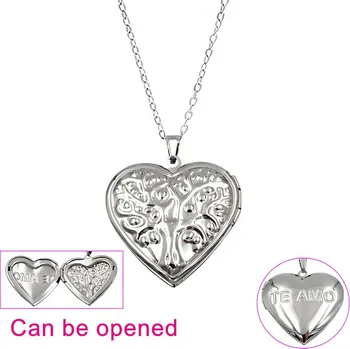 Přívěsek Otevírací medailonek ve tvaru srdce - přívěsek z oceli s řetízkem 45cm - varianta 4