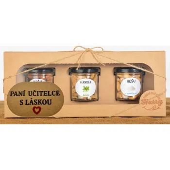 Dárková krabička Dárková sada Kešu či Mandlí 3ks NAMIXUJ si SÁM paní učitelce s LÁSKOU (Dárková sada Kešu či Mandlí 3ks NAMIXUJ si SÁM paní učitelce s LÁSKOU)
