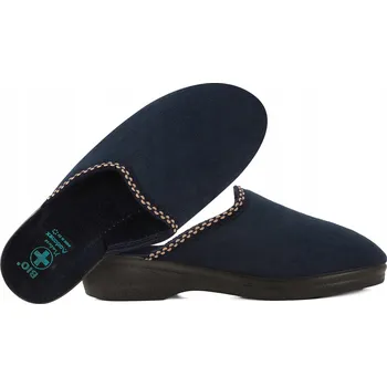 Dámské pantofle ADANEX 29933 TEXTILNÍ DOMÁCÍ PANTOFLE PANTOFLE SANDÁLE NA KLÍNKU BIO PU Námořnická Modrá 38