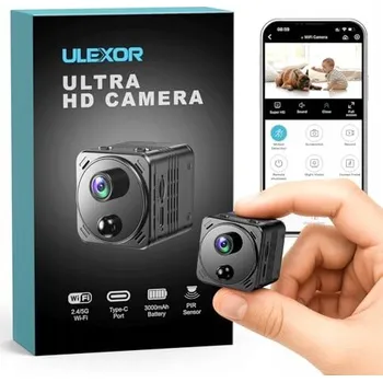 IP kamera ULEXOR 4K Mini WiFi Kamera Domácí, PIR Detekce Pohybu, Noční Vidění