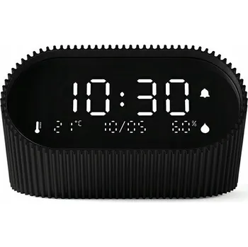 Budík Lexon Ray Clock Budík s teploměrem a vlhkoměrem černý
