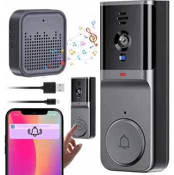 Bezdrátový video zvonek ke dveřím, černý, 4 V