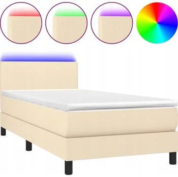 Postel Kontinentální postel s matrací a LED diodami, krémová, 203 x 80 x 78/88 cm