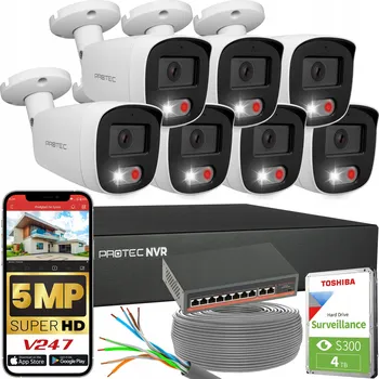 IP kamera Sada pro monitoring 7 IP kamer 5Mpx PoE Switch PoE detekce HDD 4TB