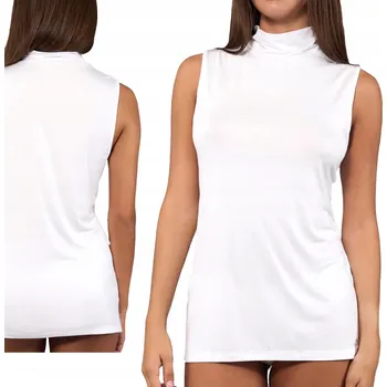 Dámská halenka Dámská halenka s rolákem bez rukávů z modalu, hladká bílá Sielei S