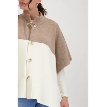 Dámská mikina Svetr Monari 8329 béžovo krémový s knoflíky alá pončo Velikost: 36