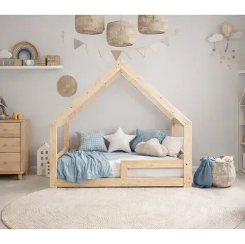 DĚTSKÁ POSTEL DOMEČEK 200x90 PRO DĚTI + ROŠT + ZÁBRANA W1