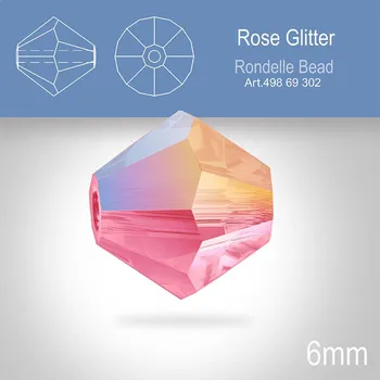 Dětské zboží PRECIOSA Bicone MC BEAD (sluníčko) velikost 6mm. Barva ROSE GLITTER. Balení 18ks .