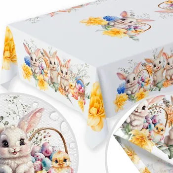 ubrus UBRUS VELIKONOČNÍ ODPUZUJÍCÍ SKVRNY 120X180 CM NA STŮL HLADKÝ SILNÝ ZAJÍC 382