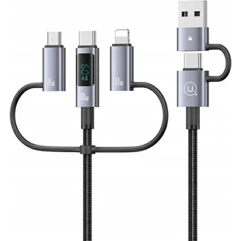 Datový kabel Kabel Usams USB - USB typ C / microUSB / Lightning 1,2 m stříbrný