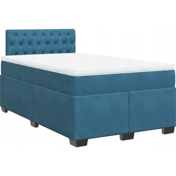 Postel Kontinentální postel 200x120x100,5 cm tmavě modrá s matrací a topperem