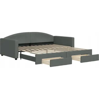 Pohovka Rozkládací lehátko-pohovka tmavě šedá 223 x 110 x 75 cm se zásuvkami