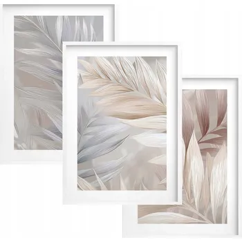 Obraz Velké Plakáty s bílými rámy Boho Listy Obrazy Ecru Béžová obývací pokoj ložnice