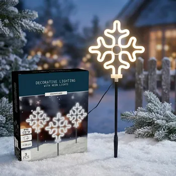Zahradní dekorace Zahradní LED dekorace zapichovací sněhové vločky MONDEX SNOWFLAKE 58 cm 3 ks