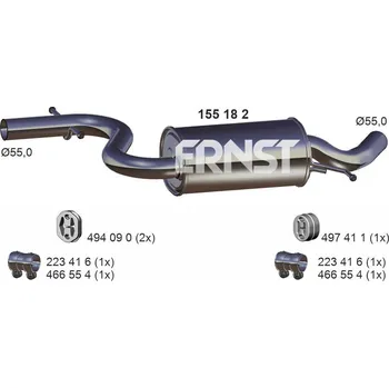 Tlumič výfuku Střední tlumič výfuku ERNST 155182