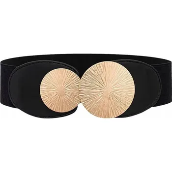 Opasek Černý dámský pružný PÁSEK kožený elegantní doplněk k kabátu pro ženu