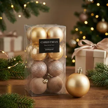 Vánoční dekorace Nerozbitné vánoční koule MONDEX 5 cm zlaté 16 ks
