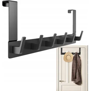 Věšák Věšák na dveře bez vrtání černý, kovový, na oblečení do předsíně
