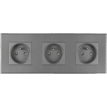Elektrická zásuvka KONTAKT ZÁSUVKA ELEKTRICKÁ PLASTOVÝ RÁMEČEK TROJITÁ 3x1 STŘÍBRNÁ ŠEDÁ