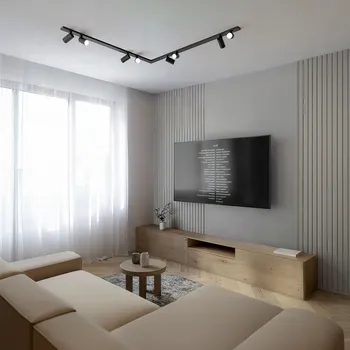 Stropní svítidlo Přisazené bodové 8xGU10 Černé Rohové, Rovné, stínítko na klik