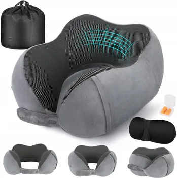 Polštář CIWORLD ERGONOMICKÝ CESTOVNÍ POLŠTÁŘ NA KRK NASTAVITELNÝ ČERNÝ 25x25cm