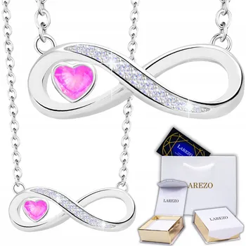 Náhrdelník Stříbrný náhrdelník Infinity 925 se znakem nekonečna a růžovým srdcem Love