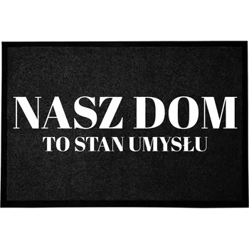 Rohožka ČERNÁ ROHOŽKA PŘED DVEŘE 60X40 CM - VÍTEJTE U NÁS DOMA / DOBRÁ NÁLADA