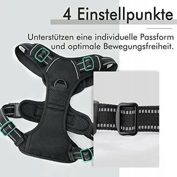 Postroj pro psa RABBITGOO Postroj pro střední psy, nastavitelné, měkké, černé, velikost M