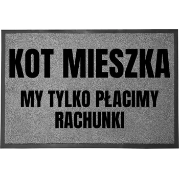 Rohožka ŠEDÁ VSTUPNÍ ROHOŽKA 60X40 POD DVEŘE NA BOTY - KOČKA BYDLÍ