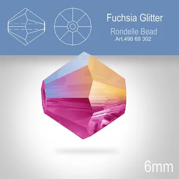 Dětské zboží PRECIOSA Bicone MC BEAD (sluníčko) velikost 6mm. Barva FUCHSIA GLITTER. Balení 21ks .