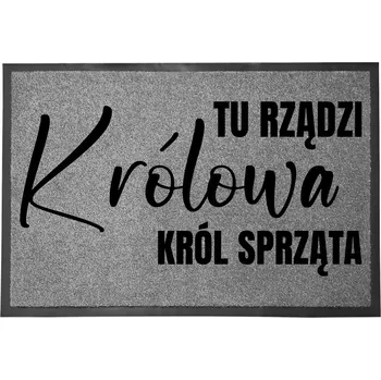 Rohožka VSTUPNÍ ROHOŽKA ŠEDÁ 40X60 KE DVEŘÍM S HUMOREM VTIPNÁ KRÁL UKLÍZÍ
