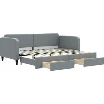 Pohovka Rozkládací lehátko-pohovka světle šedá 223x100x75 cm se zásuvkami