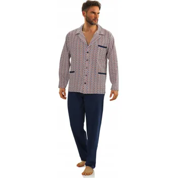 Pánské pyžamo Sesto Senso pánské pyžamo Button_new_A s dlouhým rukávem, velikost 4XL