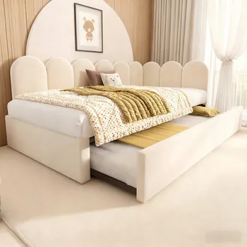 Postel Jednolůžková dřevěná postel Arhatreya 90x200, béžové odstíny