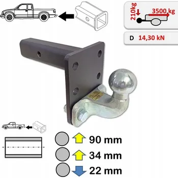 Adaptér pro tažné zařízení Haka Hol. Nastavitelná výška USA 50x50 pro Kia Sedona 98-06