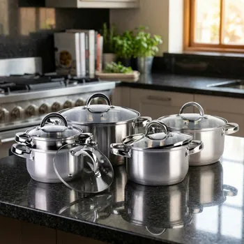 Sada nádobí Sada hrnců s poklicemi MONDEX BASIC KITCHEN COOKINI stříbrná 5 ks