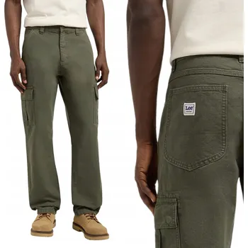 Pánské kalhoty Pánské kalhoty Lee Cargo Oak Moss Látkové Klasické W38 L34