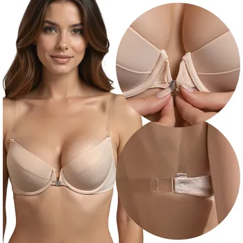 Dámské spodní prádlo Vivisence 1012 Podprsenka PUSH UP béžová, zapínání vpředu, 70E