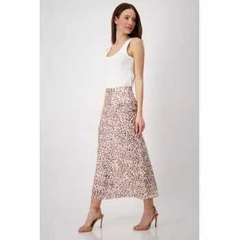 Dámská sukně Sukně Monari 9863 béžová zvířecí vzor saténová Velikost: 40
