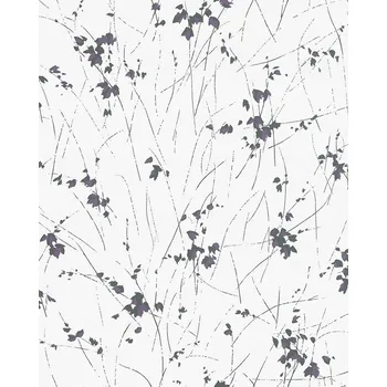 Tapeta BÍLÁ TAPETA S ROSTLINNÝM MOTIVEM LUČNÍ KVĚTINY VINYLOVÁ TAPETA