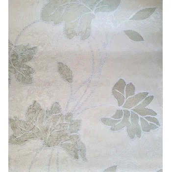 Tapeta SVĚTLE BÉŽOVÁ VINYLOVÁ TAPETA OZDOBNÝ VZOR KVĚTINY SE TŘPYTKAMI TAPETY