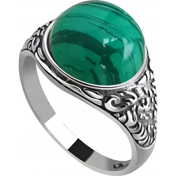 Prsten Stříbrný Prstýnek ryzost 925 Stylový Prstýnek s malachitem | vel. 15