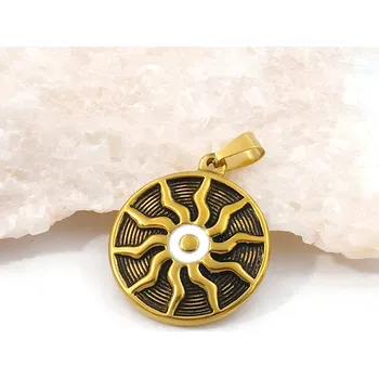 Přívěsek Sluníčko ve zlaté barvě - ocelový přívěsek