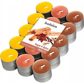 Svíčka Parafínové čajové svíčky s vůní skořice Bolsius 30 ks