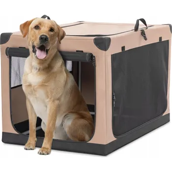 klec pro psa PETSFIT Skládací Přepravka pro Střední Psy s Hliníkovým Rámem Velikost L Khaki