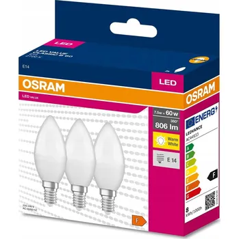 Žárovka 3x LED žárovka E14 svíčka 7W = 60W 2700K Osram