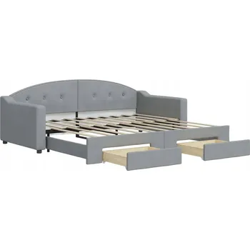 Pohovka Rozkládací lehátko-pohovka světle šedá 213 x 100 x 75 cm se zásuvkami