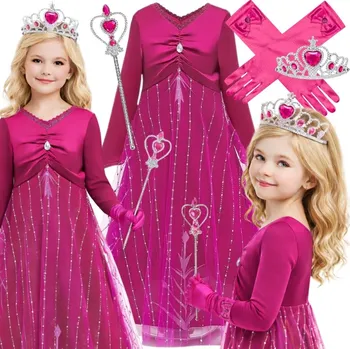 Karnevalový kostým KOSTÝM PŘEVLEK ŠATY ELSA ELZA KOUZELNÁ NOC NA KARNEVALOVÝ PLES 122 128 CM